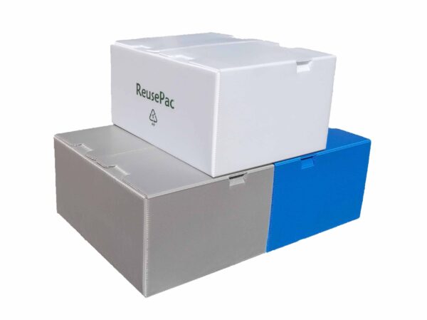 Reusable boxes with interlocked flaps and snap fits