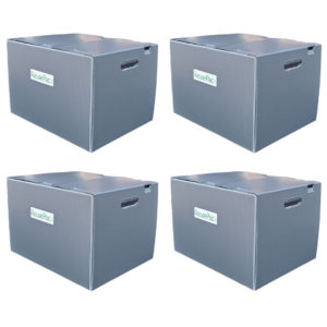 4 pack 18x14x12 inch X-Large reusable boxes, gray moving & storage