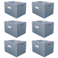 6 pack 18x14x12 inch X-Large reusable boxes, gray moving & storage