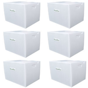6 pack 18x14x12 inch X-Large reusable boxes, near white moving & storage