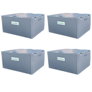 4 pack 20x16x10 inch X-Large reusable boxes, gray moving & storage