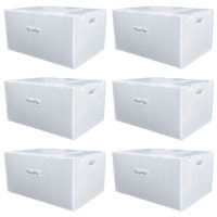 6 pack 24x16x12 inch reusable boxes, near white moving & storage